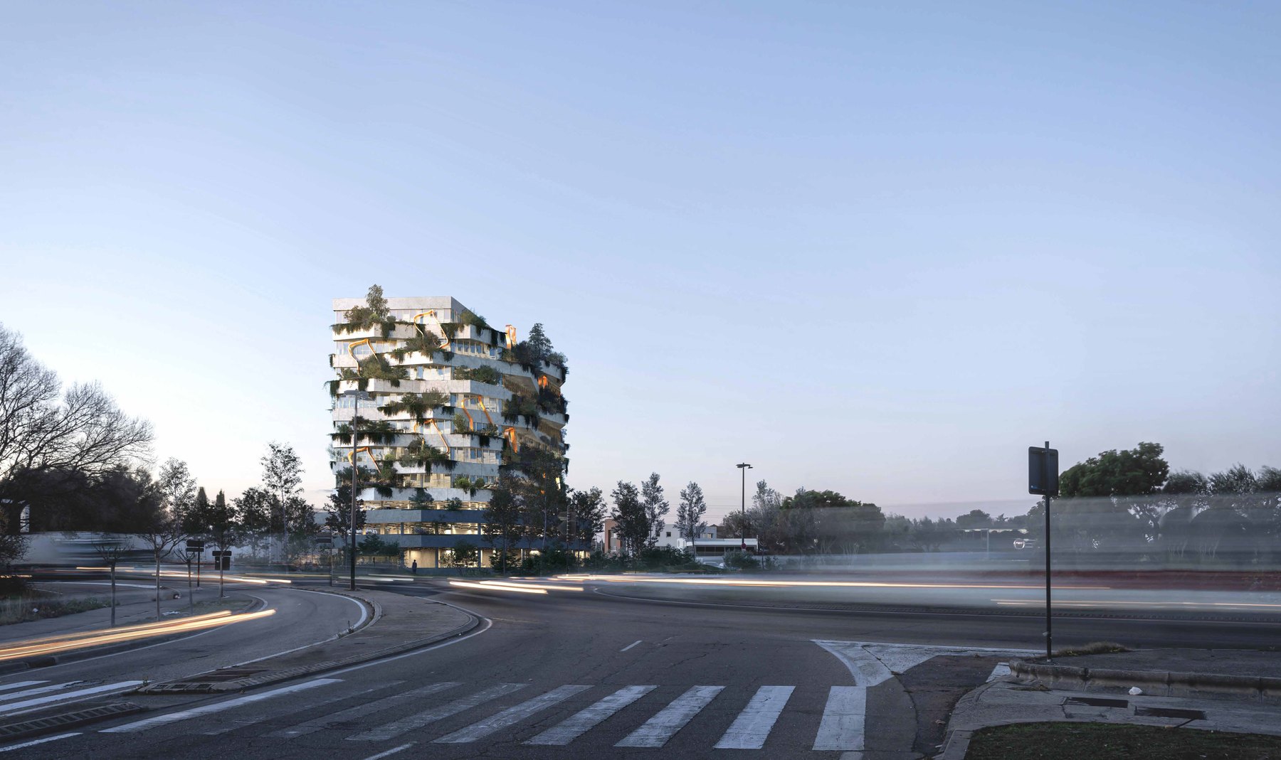 Tour Empreinte, immeuble signal à l'entrée ouest de Nîmes
